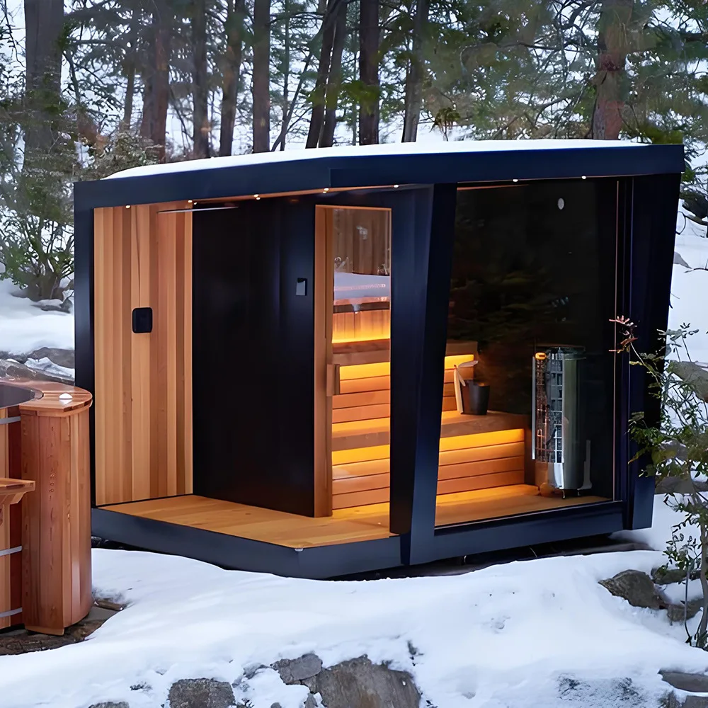 Outdoor Wooden Wet Steam Sauna Room 1-6 Person Easy Install Hot Sale Modern Commercial Design for Home Spa