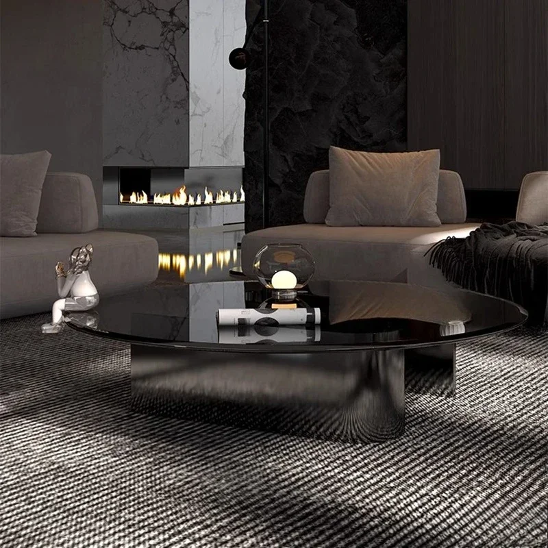 طاولة قهوة فاخرة شفافة لتزيين غرفة النوم وغرفة المعيشة وطاولة جانبية مستديرة وأثاث جناح صالة Meubles المتحركة #4