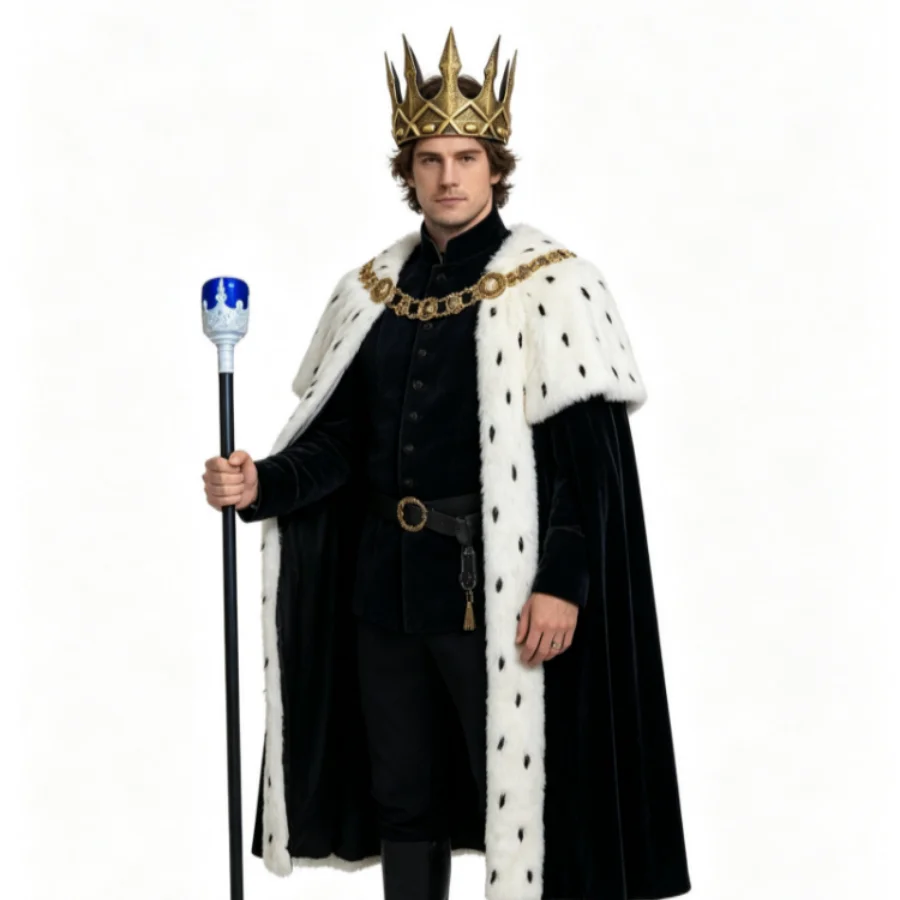 Red Blue Green Royal Crown & Magic Wand Set Halloween Cosplay Party Handheld Props For Fairy Wizard