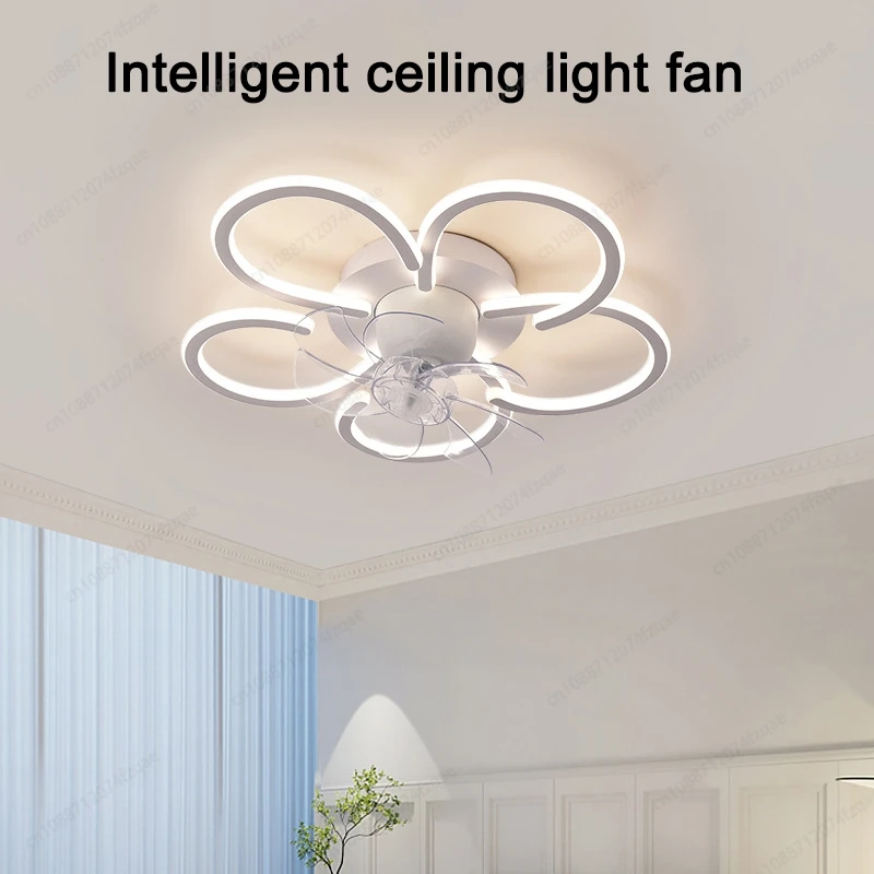 Flower-shaped 105W Dimming Color-changing Ceiling Fan Light With Timing Function And 6 Wind Speed Adjustment Ceiling Fan Light