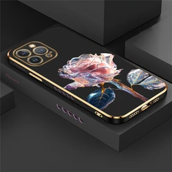 Rose Flower Phone Case For iPhone 15 13 14 Pro Max 12 11 Pro XS Max XR X 8 7 14 Plus SE 2022 2020 Silicone Shockproof Cover