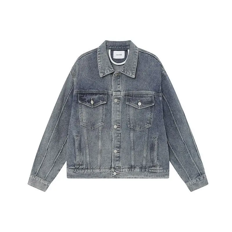 Niche Designer Style Fall Men's Clothing Maychao High Street Washed and Worn Denim Jacket Coat