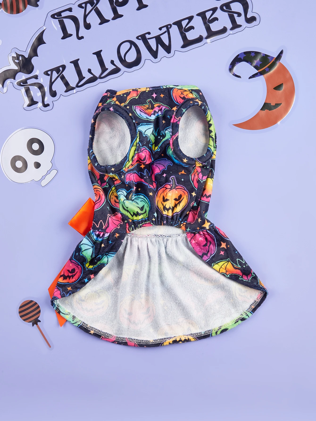 Gradient Color Spooktacular Pet Dress:Halloween Dog Costume Puppy Dress Doggie Party One Piece with Bowknot Pumkin Cat Vest