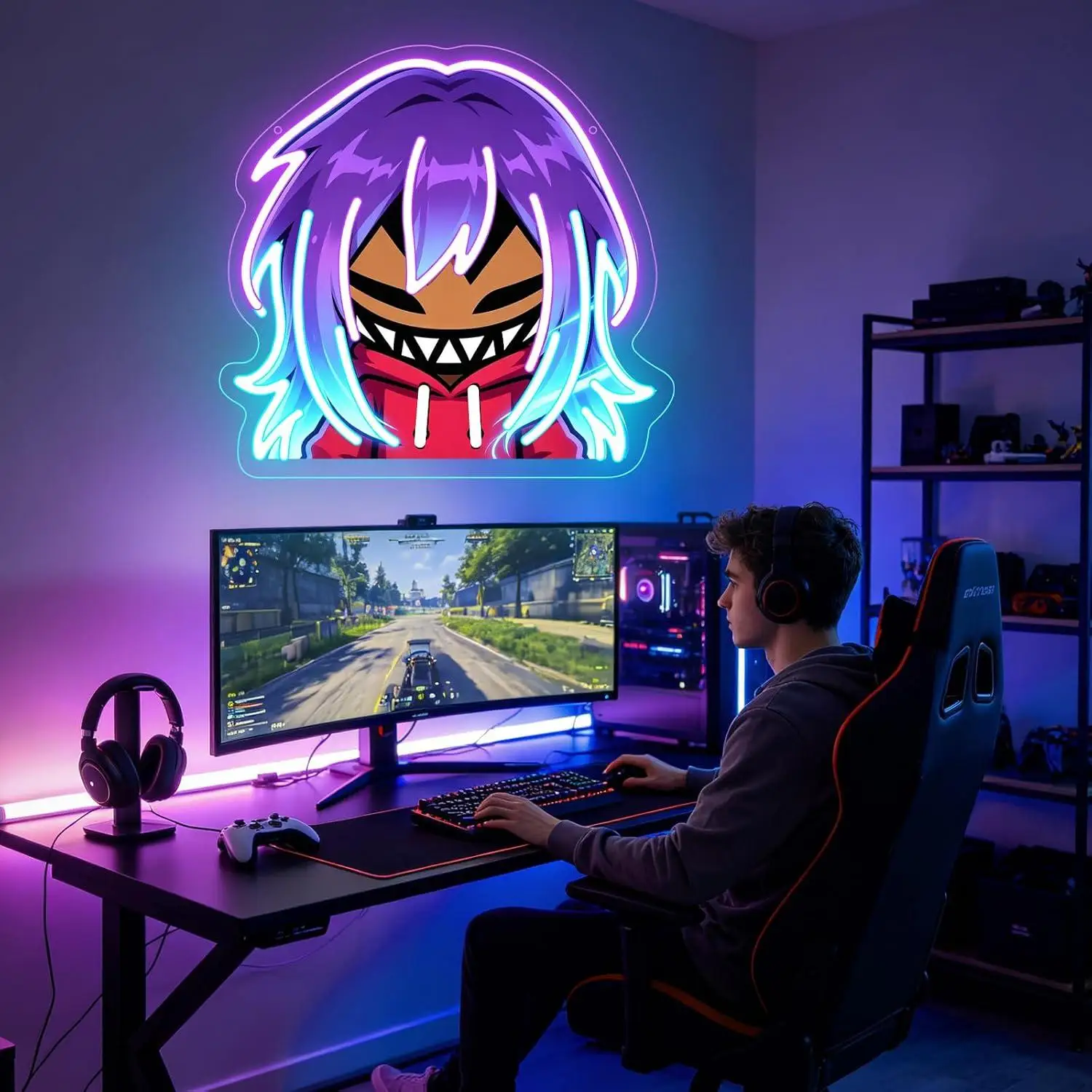 Anime Boy Neon Sign USB Dimmable LED Light For Bedroom Gameroom Streamer Setup Dorm Room Wall Hanging Art Decor Gift Night Light - view 4