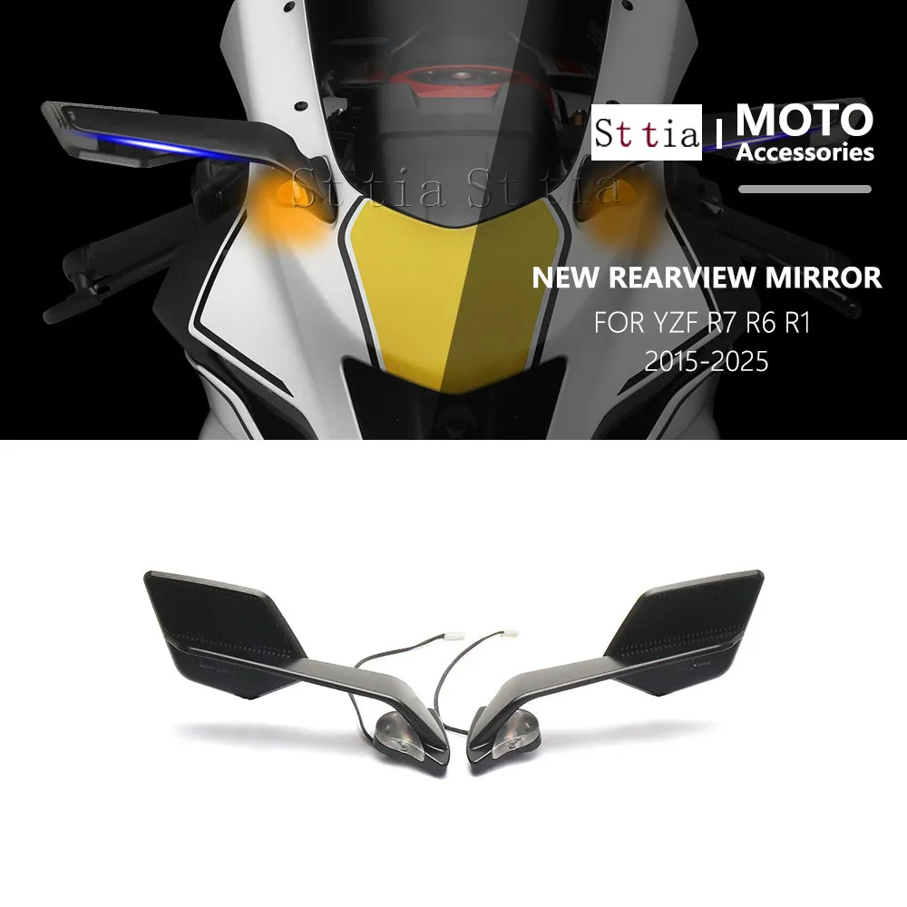 

Мотоциклетные зеркала для Yamaha YZF R7 R6 R1 2015-2025, зеркала-невидимки, спортивный комплект зеркал с крылышками, регулируемые зеркала, зеркала на крыле