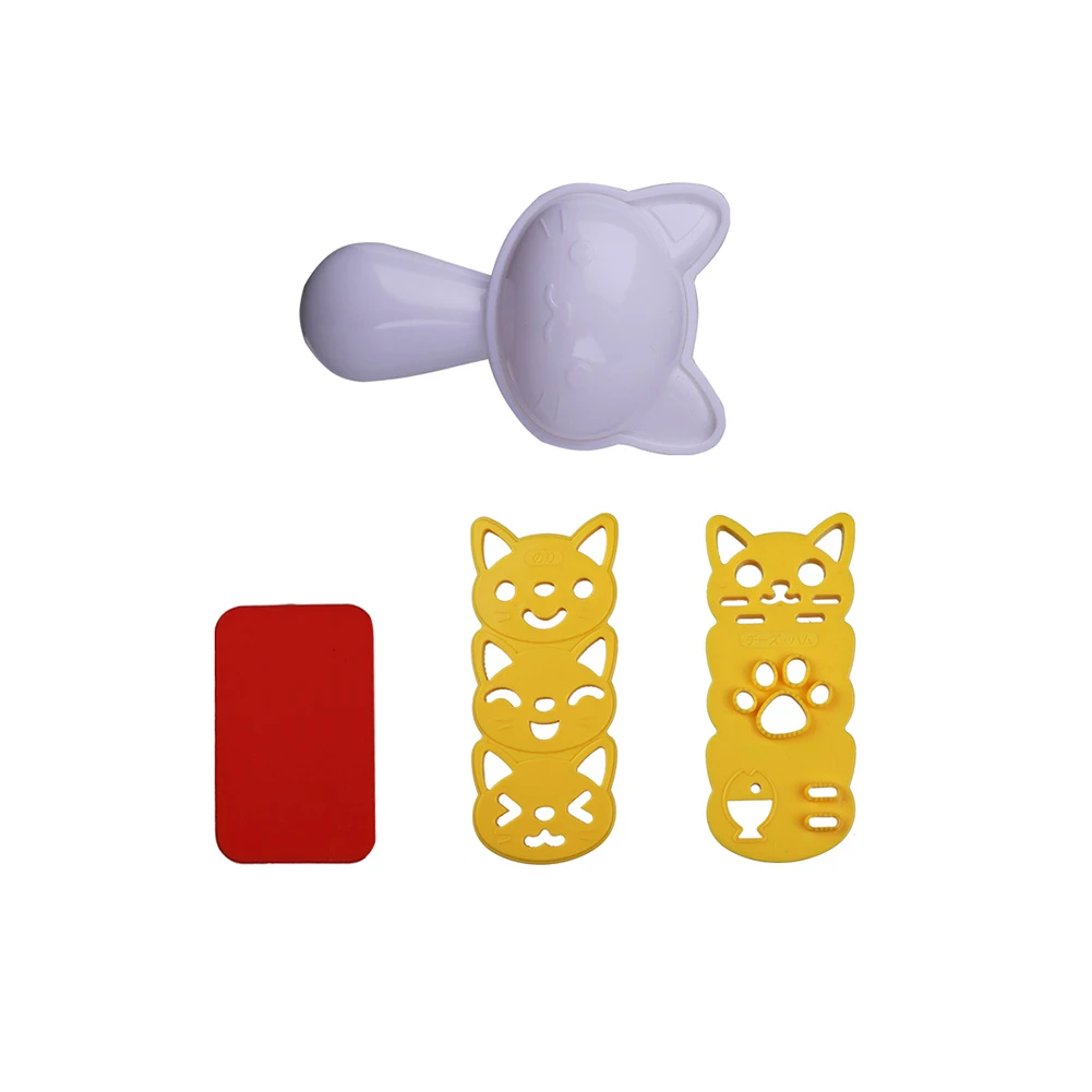 Cute Cat Rice Mould Rice Ball Mold Set for Kids Bento Accessories Cartoon Musubi Maker Press for DIY Fun Lunch Box Picnic Tool