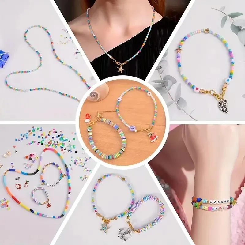 SHU YU 14400/4200/2400pcs Assorted Polymer Clay Beads Kit for DIY Jewelry Making-Handmade Craft for Bracelet, Necklace, Earrings
