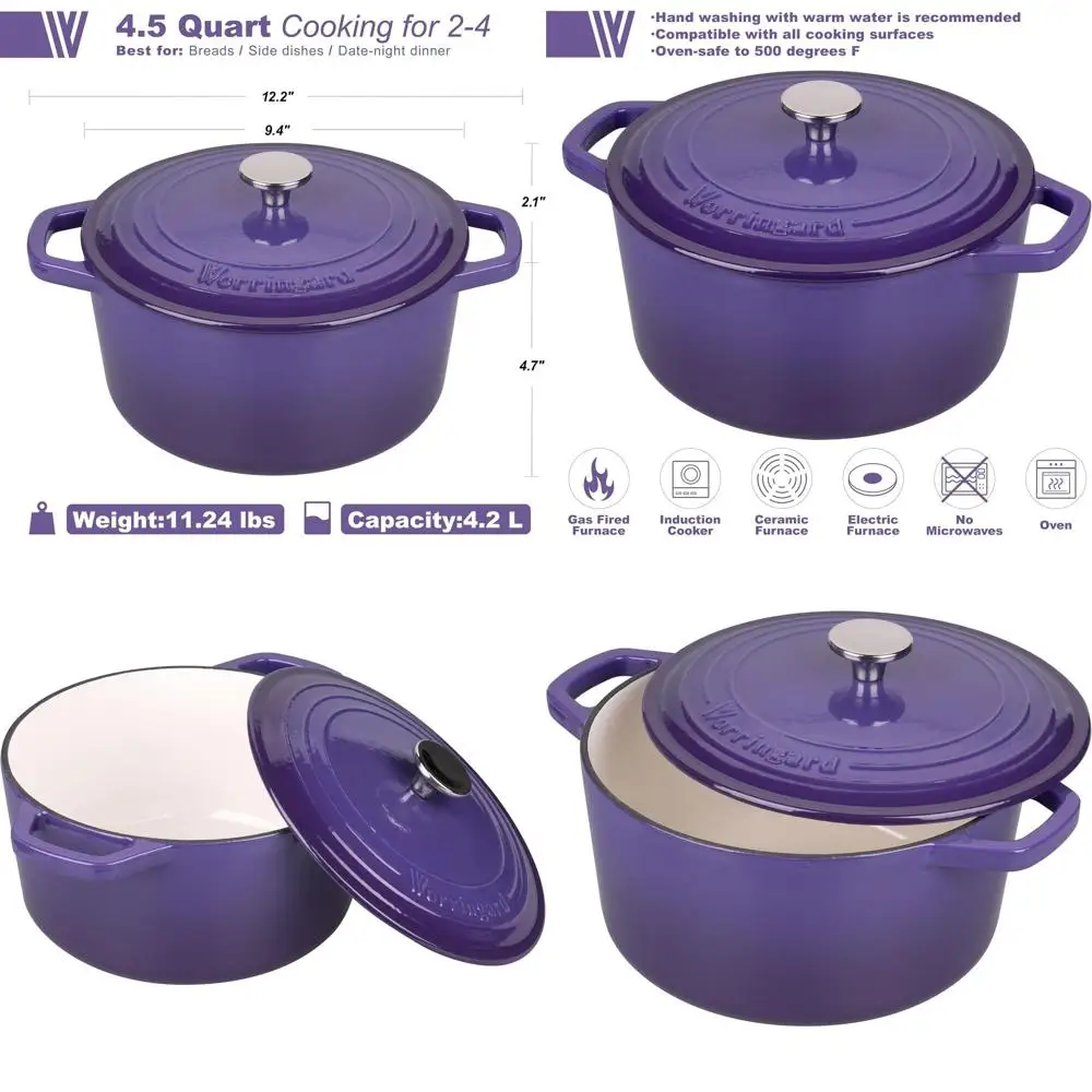 

Enameled Cast Iron Dutch Oven Pot with Lid, for Bread Baking, Round Bread Oven- include Sourdough Bread Baking Supplies Set, 4.5