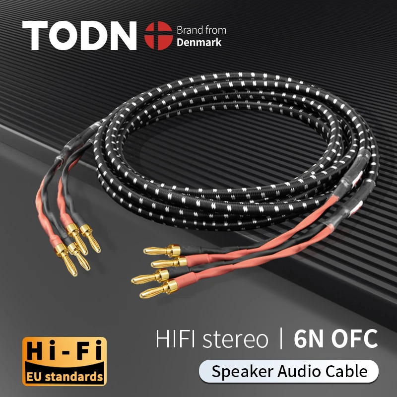 TODN HIFI speaker audio cable High-end stereo Amplifier cable High purity oxygen-free copper banana Gold-plated plug a pair