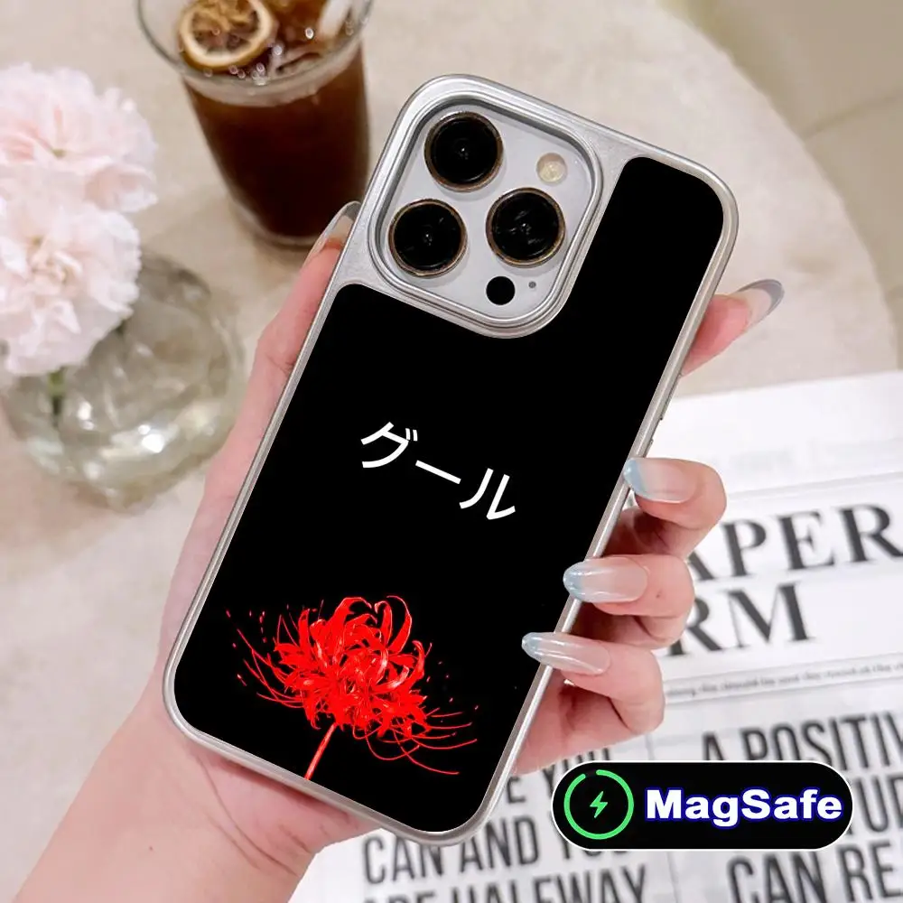 

Red Spider Lily Lycoris Phone Case for iPhone 17 16 15 14 13 12 11 Air Pro Max Plus Magsafe Silver Plating Colorful Cover Pretty