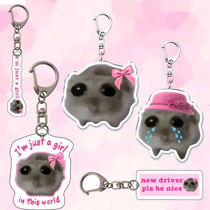 Llaveros divertidos de hámster triste, llanto lindo, llavero de hámster, accesorios colgantes para bolsos, regalos para fanáticos, Im Just a Girl