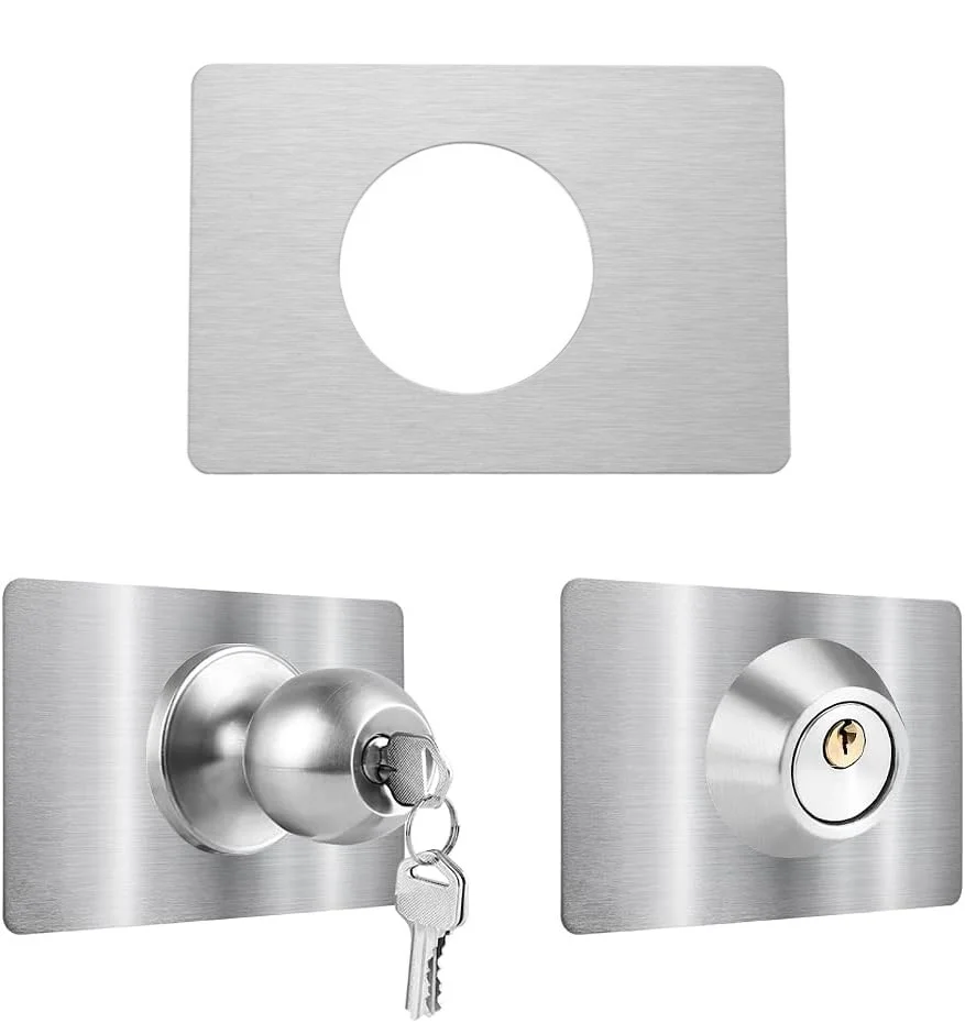 

2/4PCS Thicker Brushed Door Reinforcement Plate Door Lock Repair Plate Door Knob/Lever/Deadbolt Fixing Filler Cover Plate