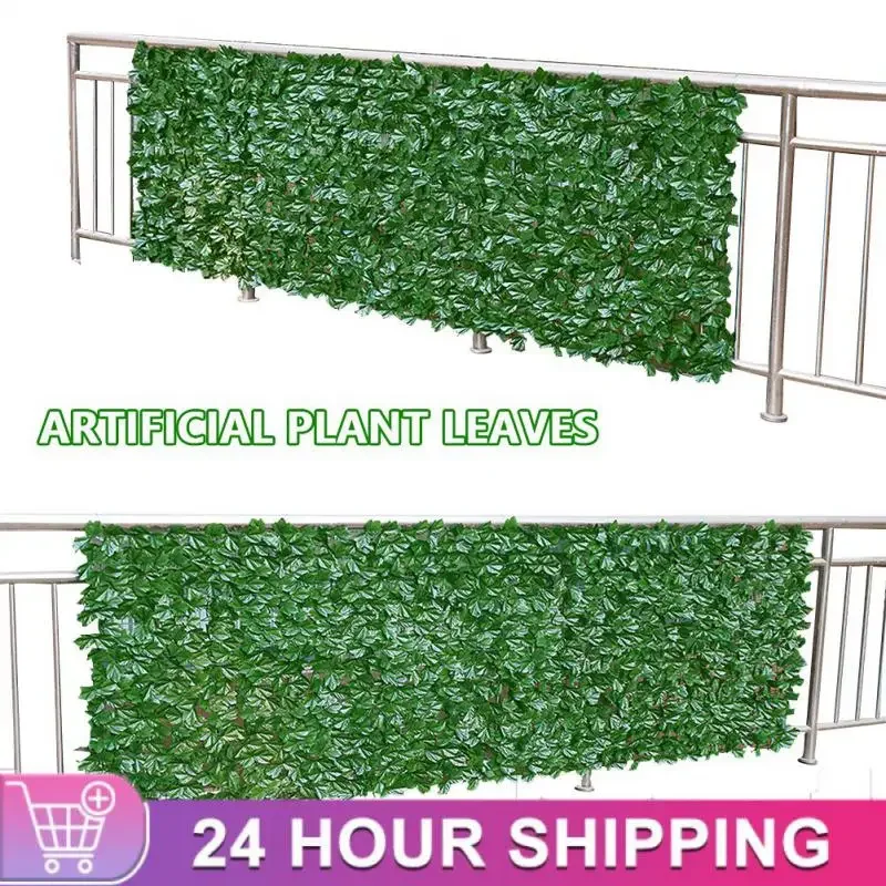 100*50cm Garden Plant Fence Artificial Faux Green Leaf Privacy Screen Panels Rattan Outdoor Hedge Garden Home Decora Vines