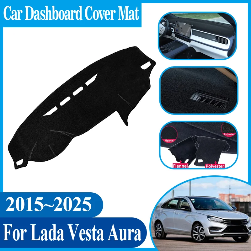 

Anti-Slip Car Center Console Dash Mat Sunshade Dashmat Dashboard Cover Mat Accessories For Lada Vesta 2015~2022 2023 2024 2025