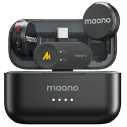 maono Wave T5 Wireless Lapel Microphone Mini Voice Filter Noise Cancellation for Video Recording Streaming fit for Phones Camera