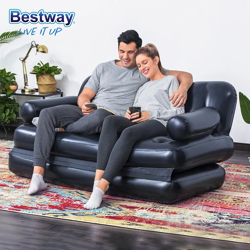 Double Person PVC 5-in-1 air Sofa Mat Outdoor Inflatable Sofa for Hiking Camping Living Room Bedroom With Pump