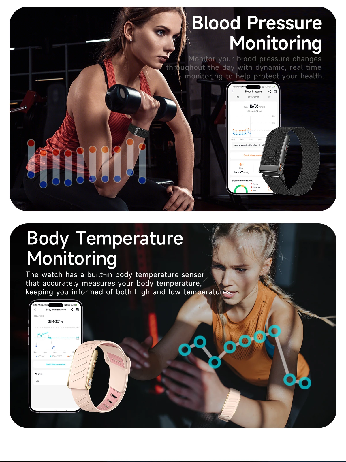 VWAR MG ECG+PPG Nursing Grade Smart Bracelet HRV Body Fat BMI Smart Band Body Temperature Men Women Health Sports Fitness Watch