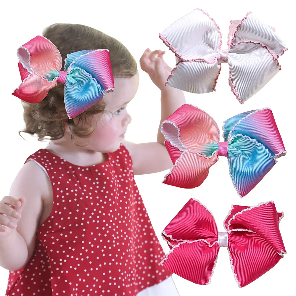 3pcs/set Solid Grosgrain Ribbon Bows Clips Hairpins Baby Girl\'s hair bows Boutique Barrettes Kids Hair Accessories