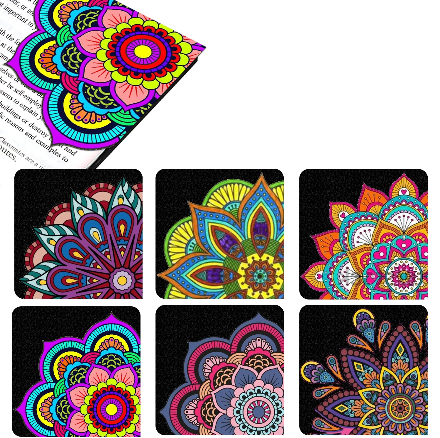 

6 sets of mandala corner bookmarks for home, office, school and classroom, suitable for beginners to give as handcrafted gifts