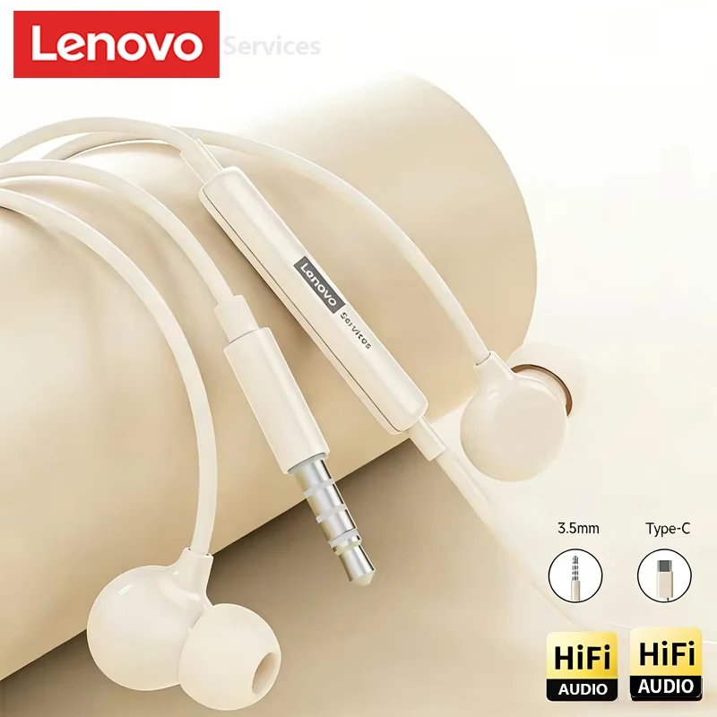 لينوفو السلكية سماعة الموسيقى سماعات 3.5 مللي متر TypeC في الأذن مع هيئة التصنيع العسكري سماعة رأس رياضية HiFi الصوت ENC الحد من الضوضاء سماعات YF05