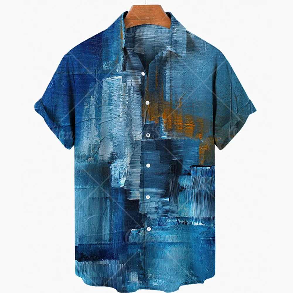 

2024 Luxury Summer Hawaiian Short Sleeve Printed Vintage Men's Shirt Ethnic Project Oversized Harajuku Relaxed Breathable Elegan