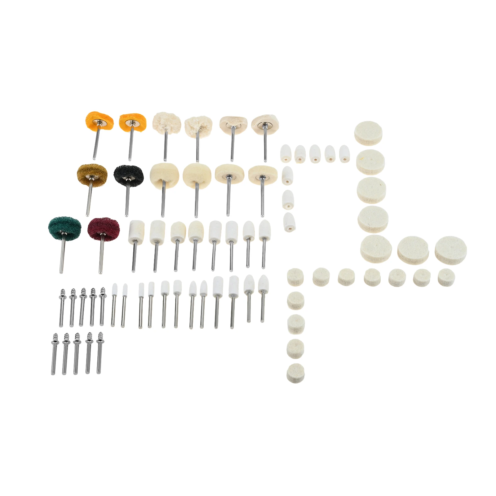 Kit di punte per lucidatura con ruote abrasive da 114 pezzi per utensile rotante con kit di levigatura con gambo da 1/8 di pollice per gioielli in metallo, legno, ottone