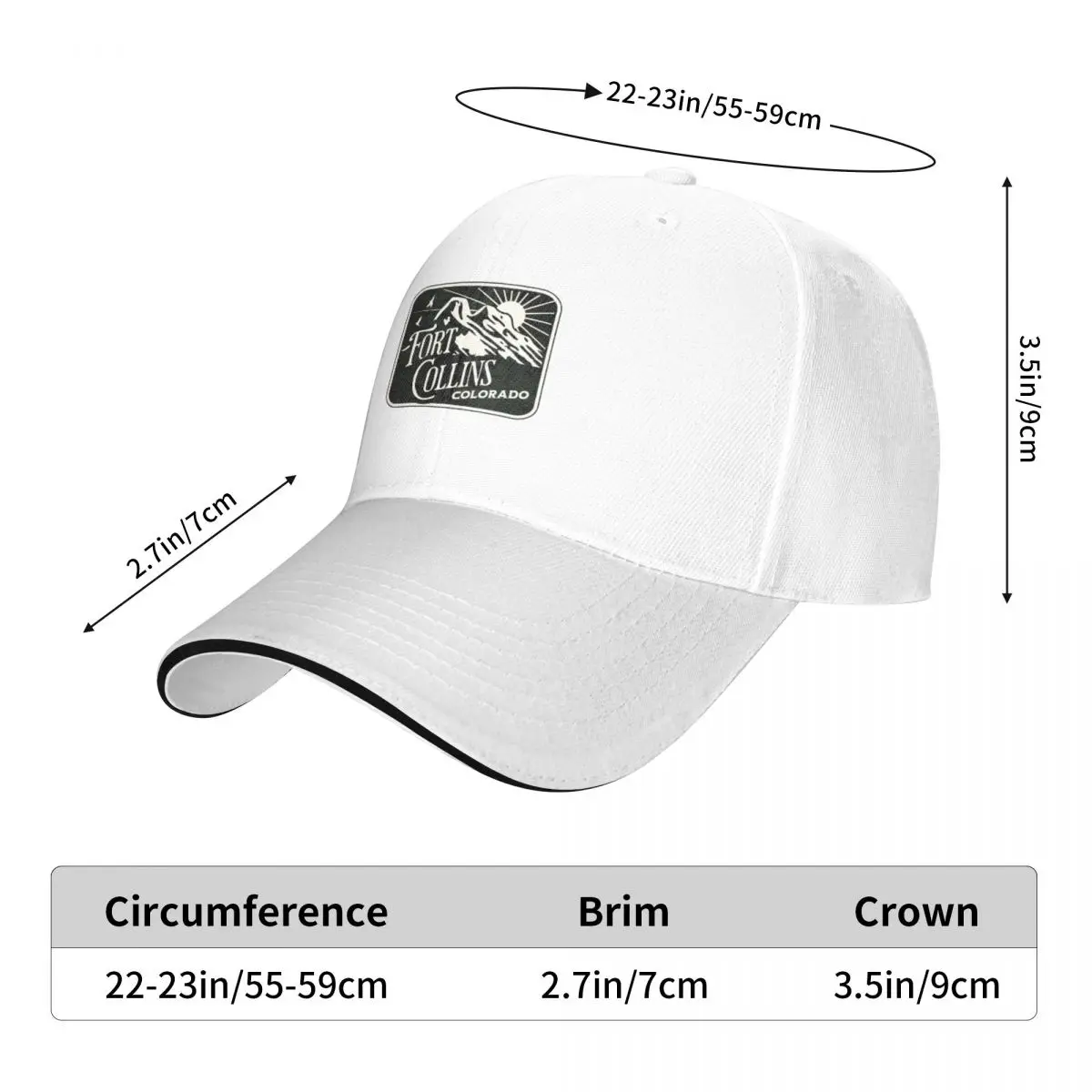 Fort Collins Colorado Baseball Cap Hat Beach Hat Man For The Sun Beach fishing hat For Women Men's