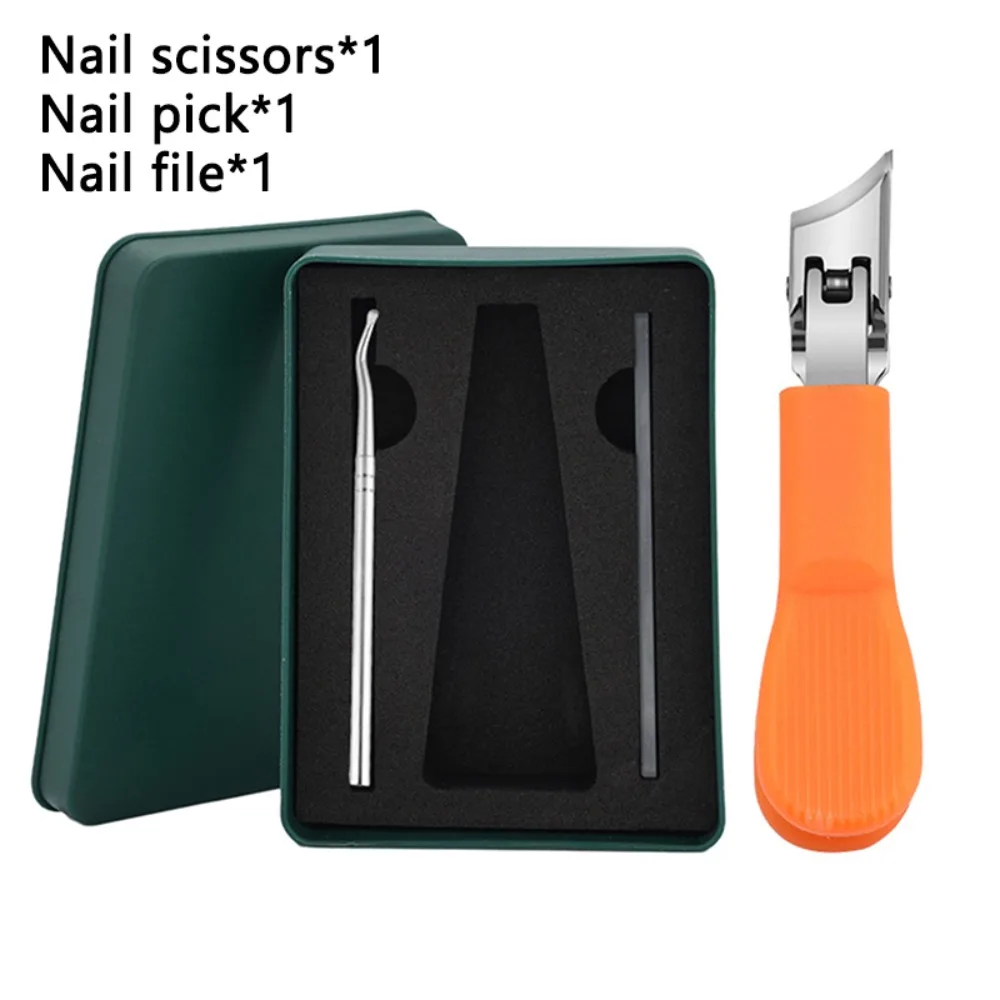 

3Pcs/Set Anti splash Eagle Beak Beveled Nail Clippers With Nail file Large Size Nail Clipper Stainless Steel Manicure Tools