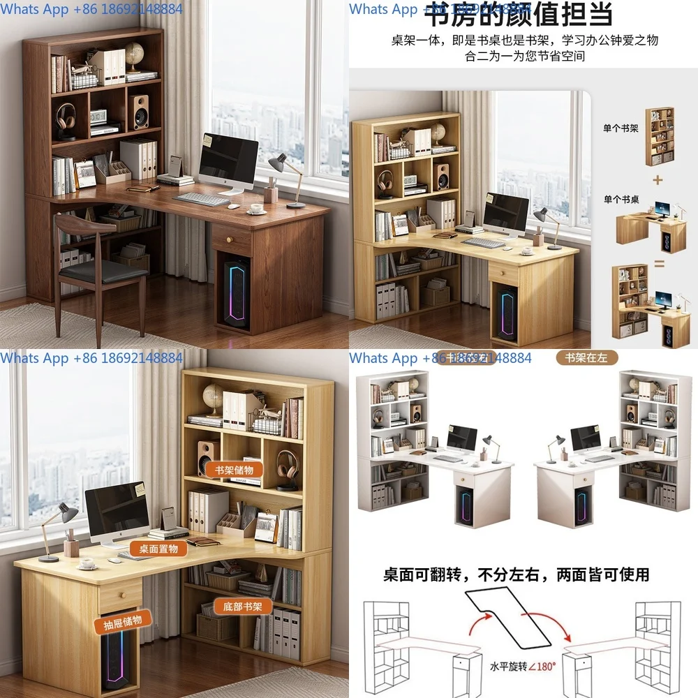 

Computer Desk for Home Office Corner Desk with Bookshelf and Cabinet Simple Study Table