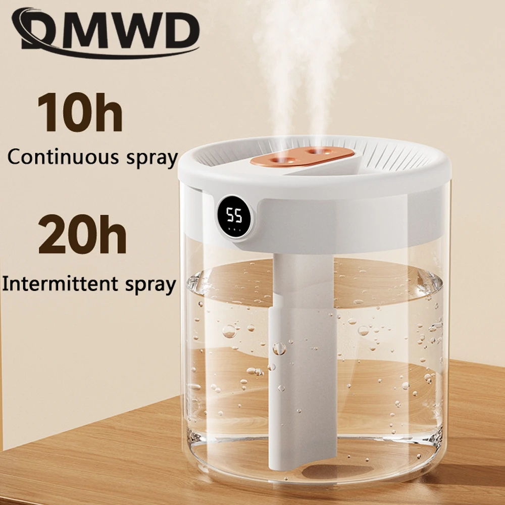 DMWD Household Humidifier 2L Air Purifier Nano Sprayer Mist Maker Desktop Fogger Double Head Atomizer Rechargeable  Night Light