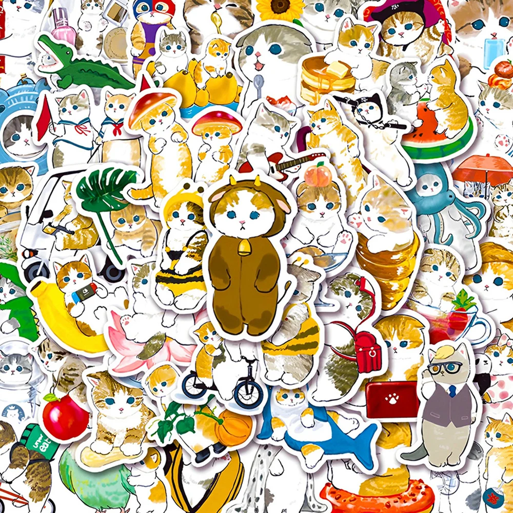 10/30/50 Stück Lustige Niedliche Katzen-Cartoon-Aufkleber Kawaii Kreative Graffiti-Kätzchen-Sticker DIY Laptop Wasserflasche Handy Aufkleber Deko
