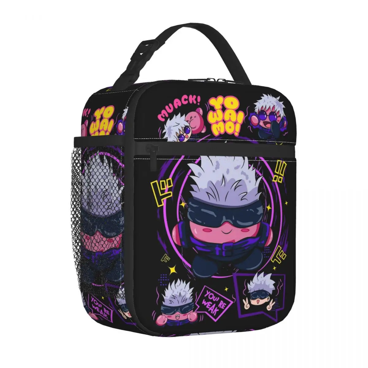 voce-e-fraco-gojo-satoru-jjk-anime-isolado-almoco-sacos-recipiente-de-almoco-termico-alta-capacidade-tote-lancheira-bento-bolsa-faculdade