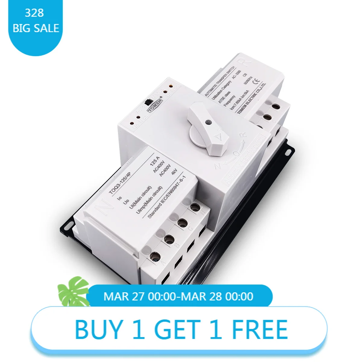 TOQ3-4P/125 4P 3 Phase 4 Wire ATS TOMZN 125A AC230V Dual Source Transfer Switch For Solar Inverter Generator