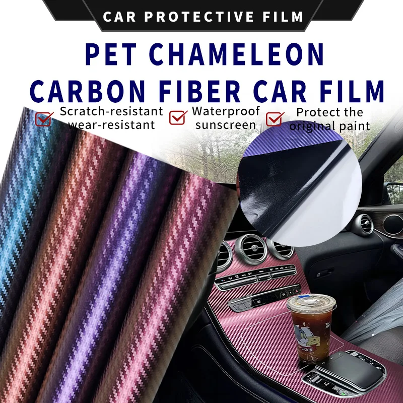 

High-quality Matt Chameleon Purple Charm Blue Carbon Fiber Motorcycle Adhesive Vinyl Wrap Car Tuning Auto Accessories Sticker