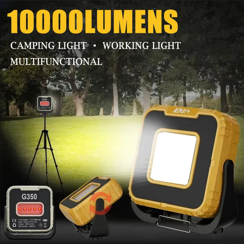 New 10000LM LED Spotlight Super Bright 5000mAh LED Flashlights USB Rechargeable Outdoor Camping Lamp Waterproof Working Light