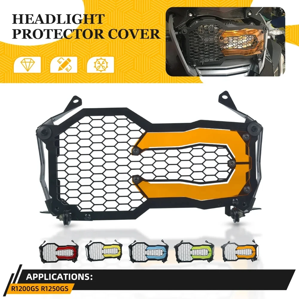 For BMW R1200GS R1250GS Front headlight Grille mesh Cover R 1250 GS Adventure R 1200 GS ADV/LC Acrylic lampshade 6 colours