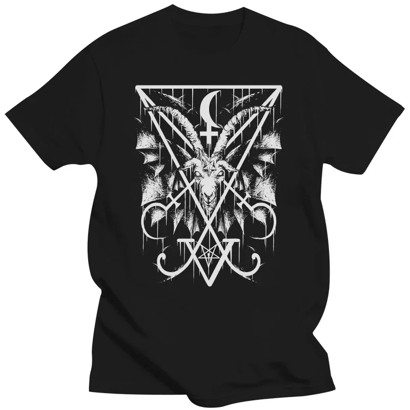 style özelleştirilmiş pamuk Hip Hop t-shirt yılbaşı hediyesi giyim Lucifer ve Baphomet Tee gömlek erkekler için baskılı T Shirt