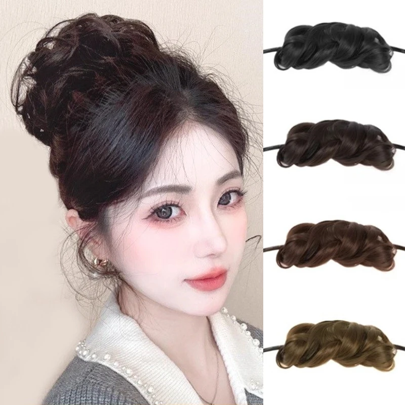 Натуральные волосы, улучшающий объем, повязка на голову с самозаводом, имитация тысячи золотых бутонов лотоса, искусственный аксессуар для укладки волос