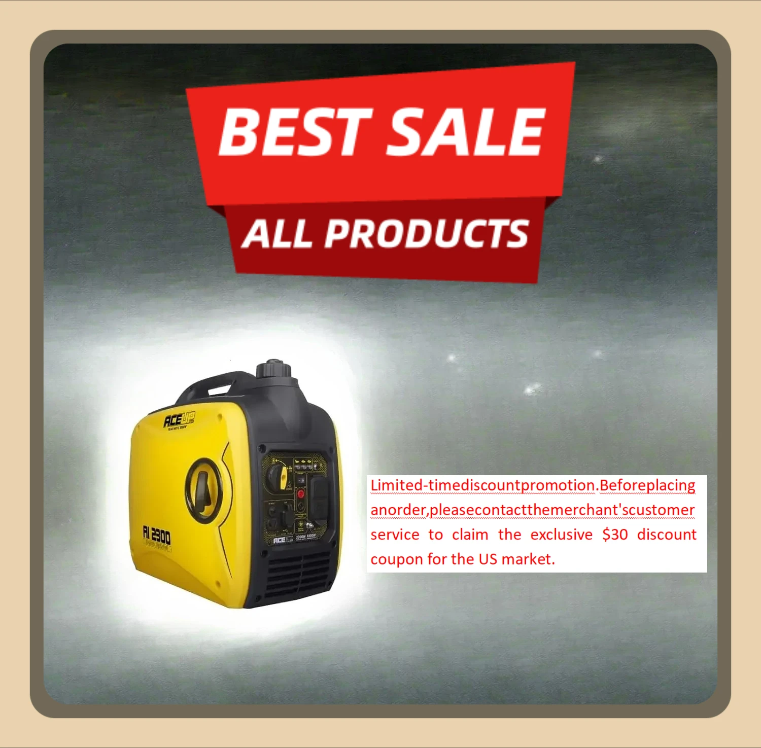 

[XMSJ-Limited Stock, Buy Now!]2300 Watt Portable Inverter Generator, Super Quiet Gas Generator for Home Use, EPA Compliant, Ligh