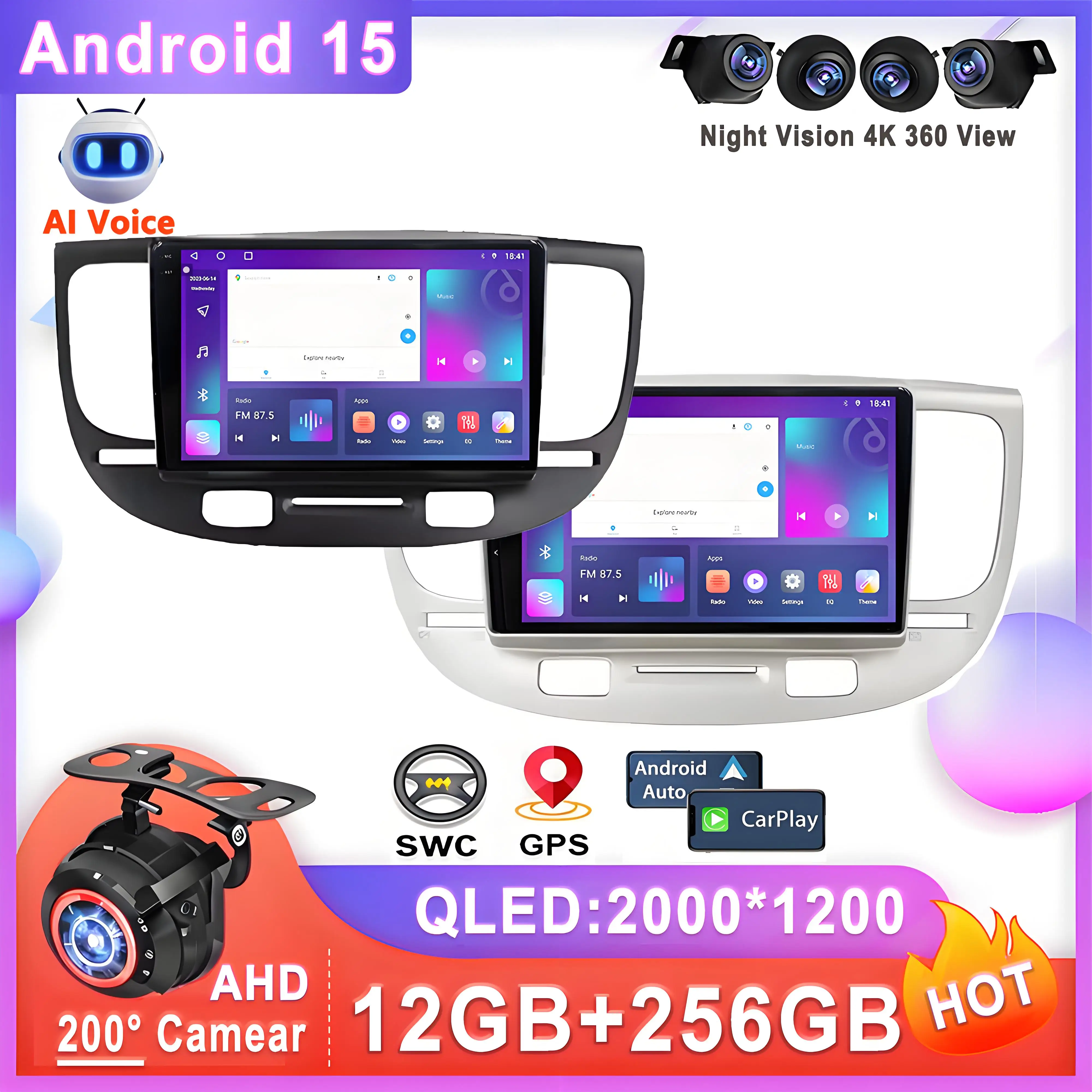 

For Kia RIO 2 RIO2 2005 - 2011 Car Radio Android 15 Stereo Head Unit Multimedia Player No 2din DVD 5G 2K Player Navigation GPS