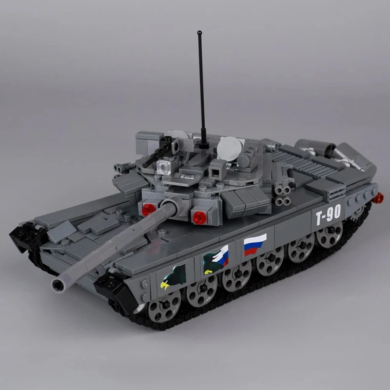 MOC Russia Military T-90 Main Battle Tank Truck Building Blocks WW2 Armored Transport Vehicle Army Cannon Car Weapons Bricks Toy