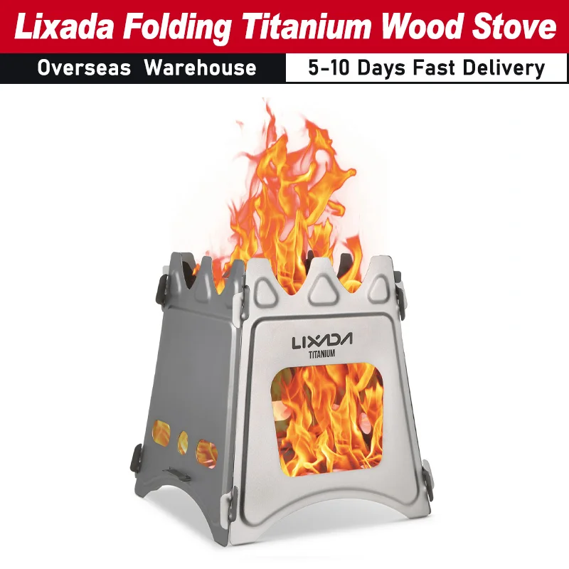 Lixada Compact Folding Titanium Wood Stove for Outdoor Camping Cooking Picnic Wood Burner camping accessories and equipment