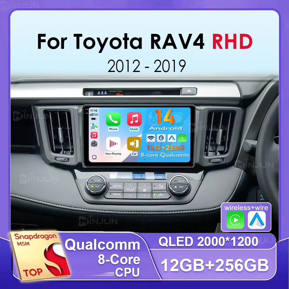 

Qualcomm Multimedia for Toyota RAV4 4 XA40 5 XA50 2012 - 2018 Wireless Carplay Android 14 Auto Tools Radio Stereo GPS Navigation