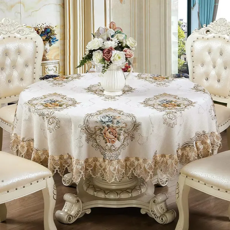 New round jacquard fabric tablecloth, European table cloth, hotel banquet restaurant home decoration