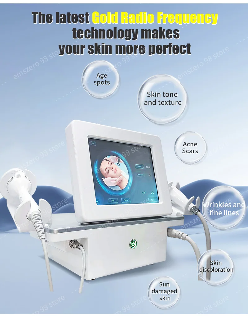 2 In 1 Gold RF Microneedle Machine, Fractional Radiofrequency Microneedling Device for Acne Scar Removal, Stretch Mark Reduction