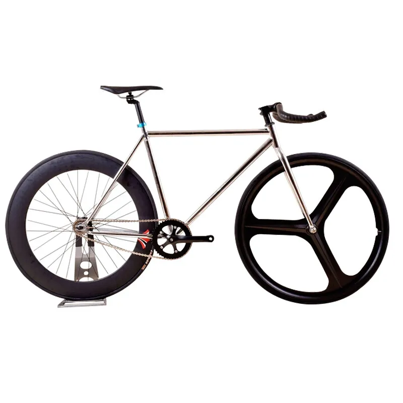 Silber galvanisiertes High-Carbon-Stahl-Flatland-Fixie-Retro-Rennrad mit festem Gang für Erwachsene