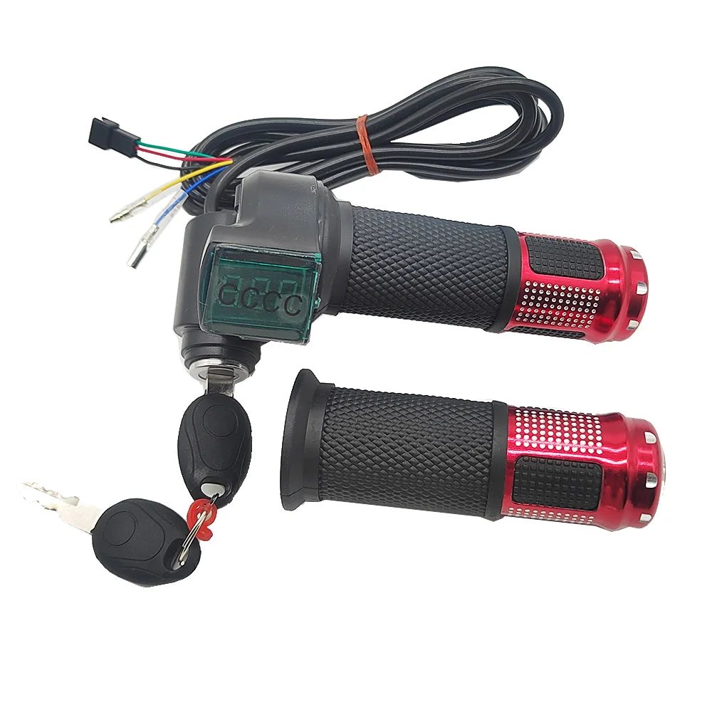 Electric Bike/Bicycle/Scooter E-bike Throttle Accelerator with Key Lock Switch 12V 24V 36V 48V 60V 72V 84V 96V Universal