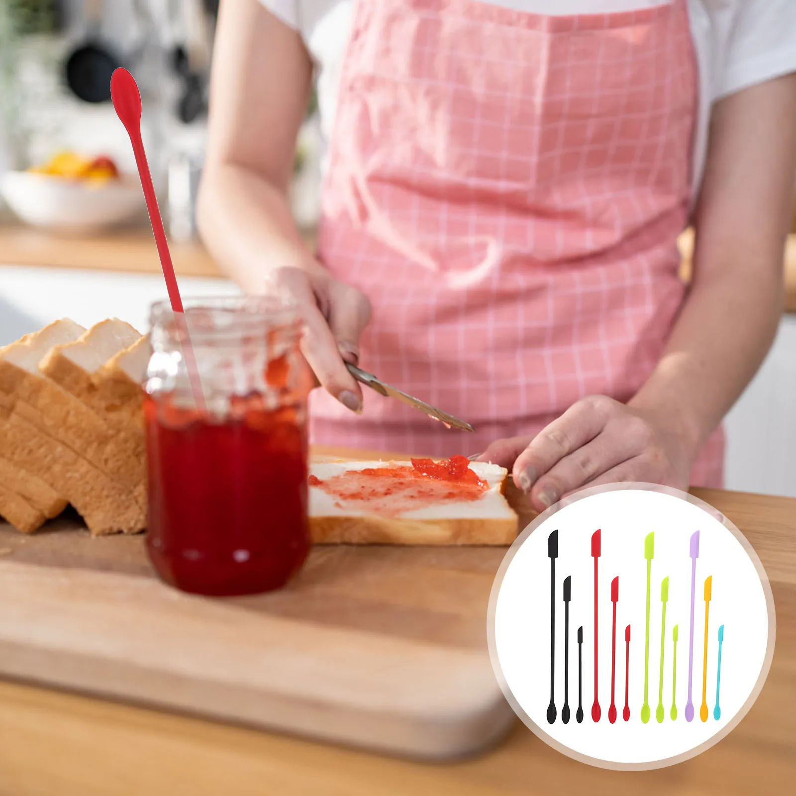 

12pcs Kitchen Scraper Set Food Grade Silicone Spatula Bottle Jar Small Long Handle Scraper Ketchup Honey