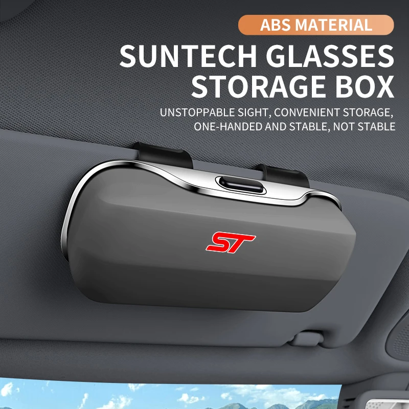 Car Eyewear Case Box Sunglasses Holder Sun Visor Storage Protective Frame Box Glasses Clip Portable For Ford ST Fiesta Focus