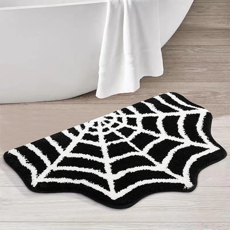 

Halloween Spider Web Pumpkin Tufting Doormat Floor Mat Carpet Rug Home Bath Shower Hotel Living Bedroom Room Decor Anti Slip